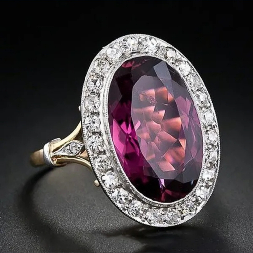 NWT Beautiful Glam Red Topaz Halo Gold Size 7 Ring!